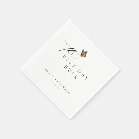 ミニマエレガントリスト・バタフ結婚ァイ スタンダードカクテルナプキン (角)