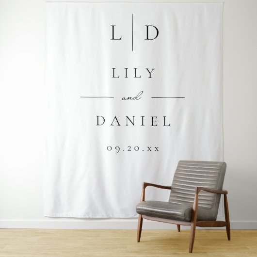 ミニマエレガントリスト・モノグラム結婚の写真の背景 タペストリー (インサイチュ)