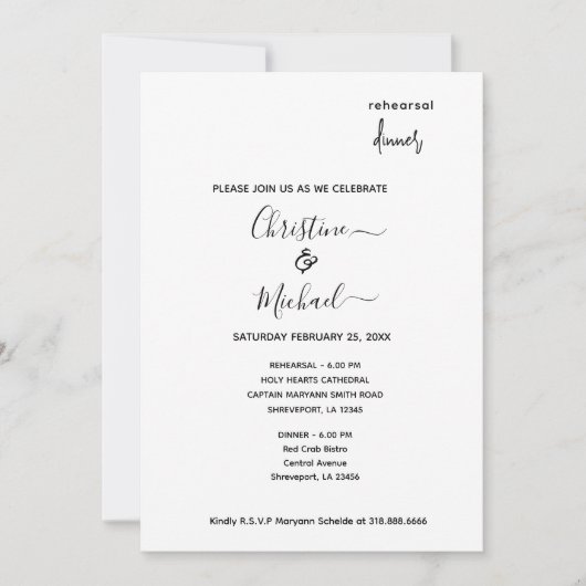 ミニマエレガントリスト・リハーサル・ディナー・招待状 招待状 (正面)