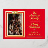 ミニマエレガントリスト |星 | Merry Christmas Photo 箔シーズンカード (正面)