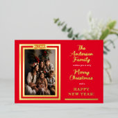 ミニマエレガントリスト |星 | Merry Christmas Photo 箔シーズンカード (立ち正面)