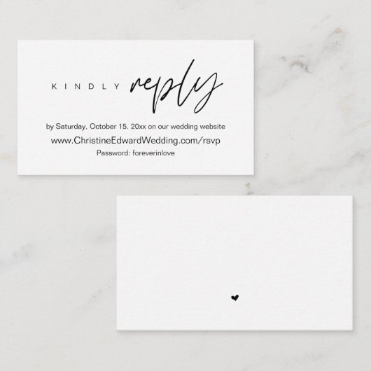 ミニマエレガントリスト、結婚のオンライン出欠確認 エンクロージャーカード (正面/裏面)