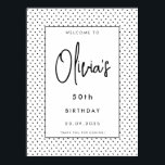 ミニマエレガントリストB&W 50th Birthday Party Welcome ポスター<br><div class="desc">ミニマ素晴らしリスト50エレガントth誕生日ウェルカムポスターで第一印象。ゲストが到着した際の挨拶に最適な、エレガンスを醸し出す繊細な三角形のパターお洒落ンを備えた白黒のデザインを備えたポスターでモダンす。タイポグラフィはっきりしたはスタイリッシュ、誕生日のお祝い人の名前とマイルストーンの年齢がセンターのステージを確保する。フレームを選ぶか、単に入り口に表示するかにかかわらず、このウェルカムポスターはあなたのお祝いに洗練されたtouchを追加する。忘れられないイベントの音色を、あなたの完璧な味と詳細への注意を反映するポスターで設定しなさい。</div>