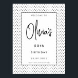 ミニマエレガントリストB&W 50th Birthday Party Welcome ポスター<br><div class="desc">ミニマ素晴らしリスト50エレガントth誕生日ウェルカムポスターで第一印象。ゲストが到着した際の挨拶に最適な、エレガンスを醸し出す繊細な三角形のパターお洒落ンを備えた白黒のデザインを備えたポスターでモダンす。タイポグラフィはっきりしたはスタイリッシュ、誕生日のお祝い人の名前とマイルストーンの年齢がセンターのステージを確保する。フレームを選ぶか、単に入り口に表示するかにかかわらず、このウェルカムポスターはあなたのお祝いに洗練されたtouchを追加する。忘れられないイベントの音色を、あなたの完璧な味と詳細への注意を反映するポスターで設定しなさい。</div>