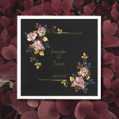 ミニマエレガントリストBohoブラック金ゴールド結婚フローラ スタンダードカクテルナプキン