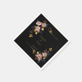 ミニマエレガントリストBohoブラック金ゴールド結婚フローラ スタンダードカクテルナプキン (角)
