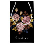 ミニマエレガントリストBohoブラック金ゴールド結婚フローラ スモールペーパーバッグ (裏面)