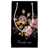 ミニマエレガントリストBohoブラック金ゴールド結婚フローラ スモールペーパーバッグ (正面)