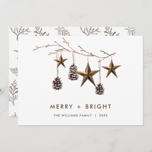 ミニマエレガントリストBohoメリークリスマスグリーティング シーズンカード (正面/裏面)