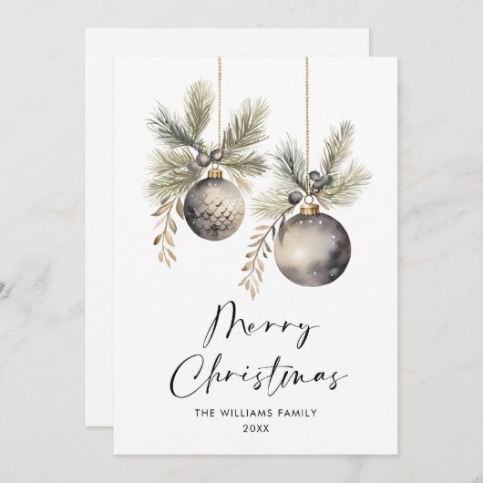 ミニマエレガントリストBohoメリークリスマスグリーティング シーズンカード (正面/裏面)