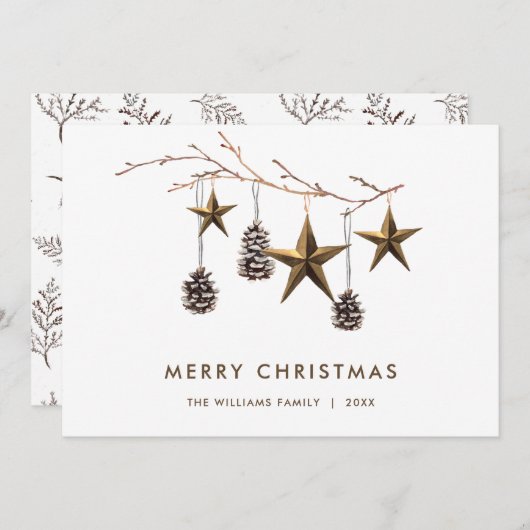 ミニマエレガントリストBohoメリークリスマスグリーティング シーズンカード (正面/裏面)