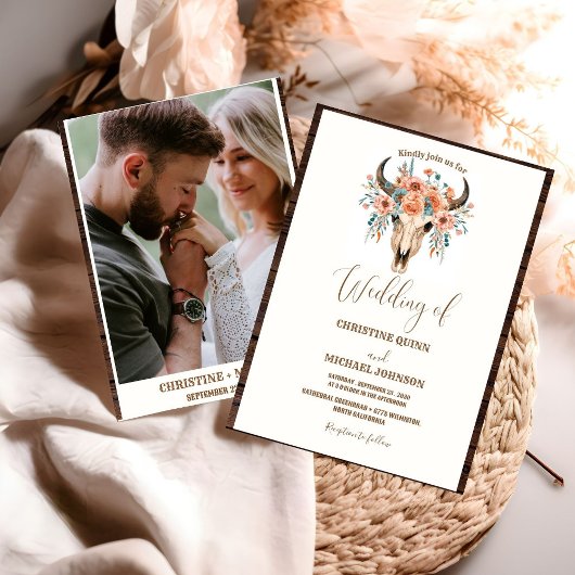 ミニマエレガントリストBoho西カウボーイ結婚ズ 招待状