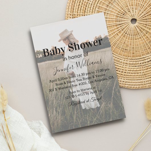 ミニマエレガントリストboho photo baby shower 招待状