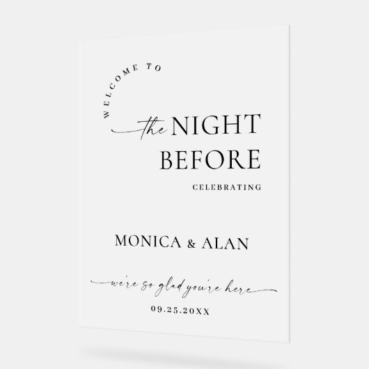 ミニマエレガントリストFROSTEDリハーサルディナー アクリルサイン (傾斜)