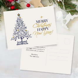 ミニマエレガントリストMerry Christmas Tree非写真 シーズンポストカード