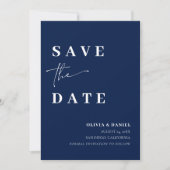 ミニマエレガントリストNavy Blue写真Save the Date 招待状 (正面)