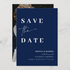 ミニマエレガントリストNavy Blue写真Save the Date 招待状