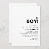 ミニマエレガントリストOh Boy Baby Shower 招待状 (正面/裏面)
