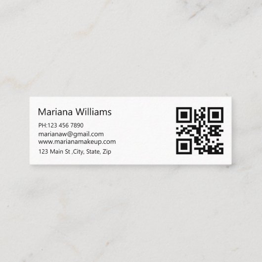 ミニマエレガントリストqrコードの構成と爪、 ネイル スキニー名刺 (裏面)