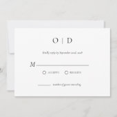ミニマエレガントリストRSVPシンプル白黒 招待状 (正面)