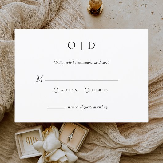 ミニマエレガントリストRSVPシンプル白黒 招待状