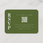ミニマエレガントリストRsvp Moss Green Qrコード結婚s エンクロージャーカード (正面)