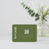 ミニマエレガントリストRsvp Moss Green Qrコード結婚s エンクロージャーカード (スタンド正面)