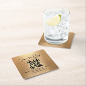 ミニマエレガントリストrsvp qrコー結婚ド黄金 スクエアペーパーコースター (インサイチュ)