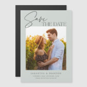 ミニマエレガントリストSage Green写真Save the Date マグネット招待状 (正面/裏面)