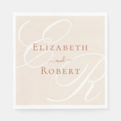 ミニマエレガントリストTerracottaモノグラム結婚ズ スタンダードランチョンナプキン (正面)