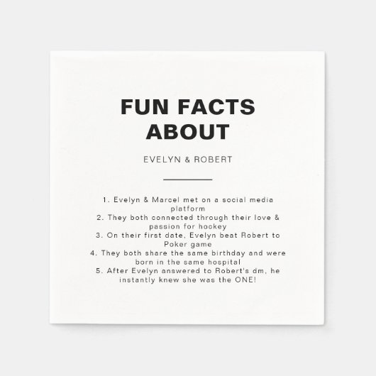 ミニマエレガントリストTriviaおもしろい事実結婚ズ スタンダードカクテルナプキン (正面)