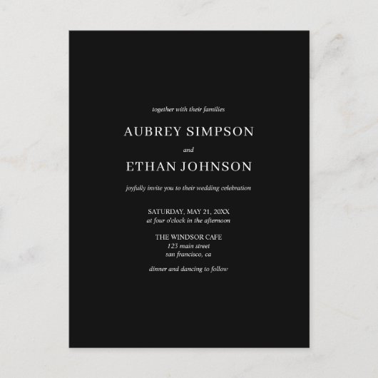 ミニマエレガントリス結婚トの インビテーションポストカード (正面)