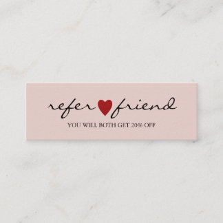 ミニマエレガントリモダンスト赤いハート紹介カード スキニー名刺