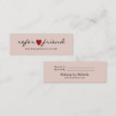 ミニマエレガントリモダンスト赤いハート紹介カード スキニー名刺 (正面/裏面)