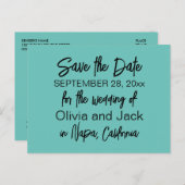 ミニマエレガントリモダンターコイズ日付の保存 ポストカード (正面/裏面)