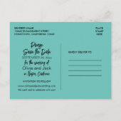 ミニマエレガントリモダンターコイズ日付の保存 ポストカード (裏面)