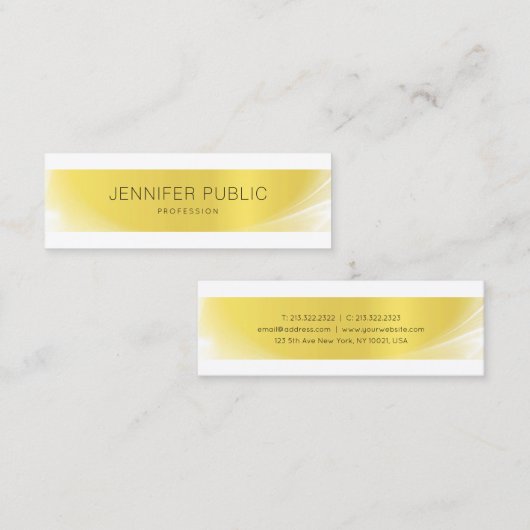 ミニマエレガントリモダンデザイン金ゴールドラグジュアリープレーン スキニー名刺 (正面/裏面)