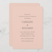 ミニマエレガントリモダンム赤面グレイ結婚ズ 招待状 (正面/裏面)