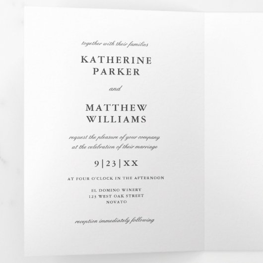 ミニマエレガントリ結婚アルの写真オールインワン 三つ折り招待状 (内部最初)