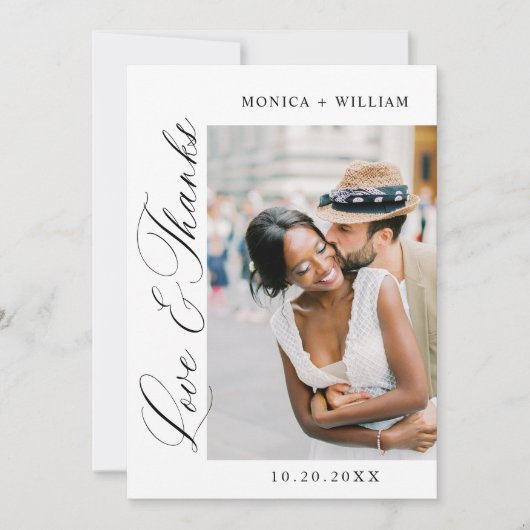 ミニマエレガントリ結婚アルの2枚の写真QRコード サンキューカード (正面)