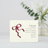 ミニマエレガントルシンプルス結婚の赤い弓 出欠カード (スタンド正面)