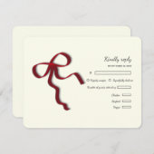ミニマエレガントルシンプルス結婚の赤い弓 出欠カード (正面/裏面)