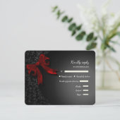 ミニマエレガントルシンプルス結婚の赤い弓 出欠カード (スタンド正面)