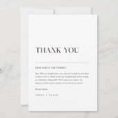ミニマエレガントルシンプルタイポグラフィ写真結婚の サンキューカード (裏面)