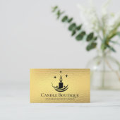ミニマエレガントルスクリプトろうそくメーカー金ゴールド箔 名刺 (スタンド正面)