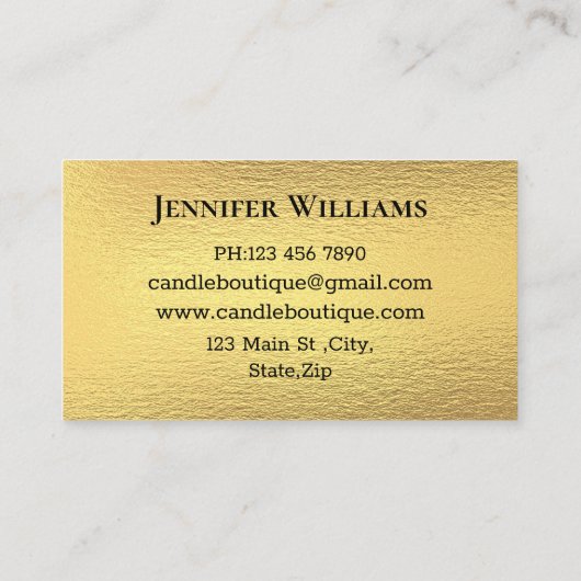 ミニマエレガントルスクリプトろうそくメーカー金ゴールド箔 名刺 (裏面)