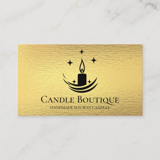 ミニマエレガントルスクリプトろうそくメーカー金ゴールド箔 名刺 (正面)