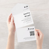 ミニマエレガントルフォーマル・ボ結婚ダ オールインワン招待状 (貼ってはがせる)