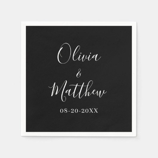 ミニマエレガントルブラクラシックック結婚 スタンダードカクテルナプキン (正面)