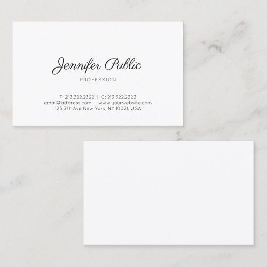 ミニマエレガントルモダンデザイントレンディープレーン 名刺 (正面/裏面)